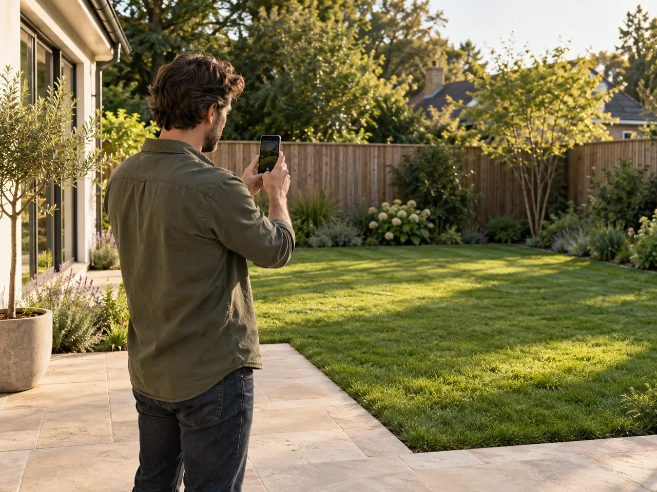 Illustrative garden and patio scene providing context for the example