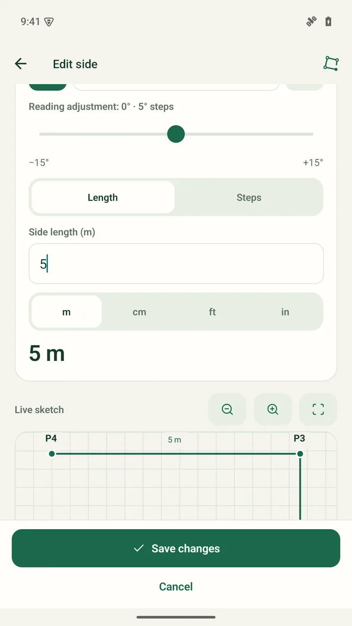 Side-length correction in the room example