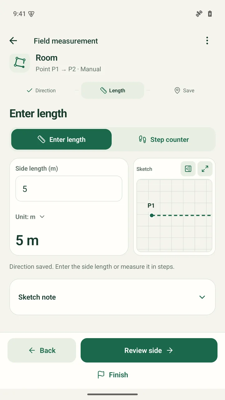 Room first-side review before saving
